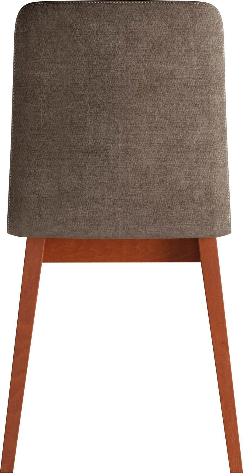 Chaise salle à manger étroite dossier monocoque fin taupe et pieds bois