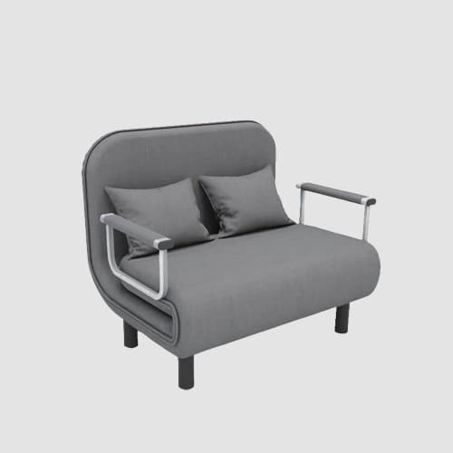 Fauteuil convertible 1 place tissu accoudoirs metal gris