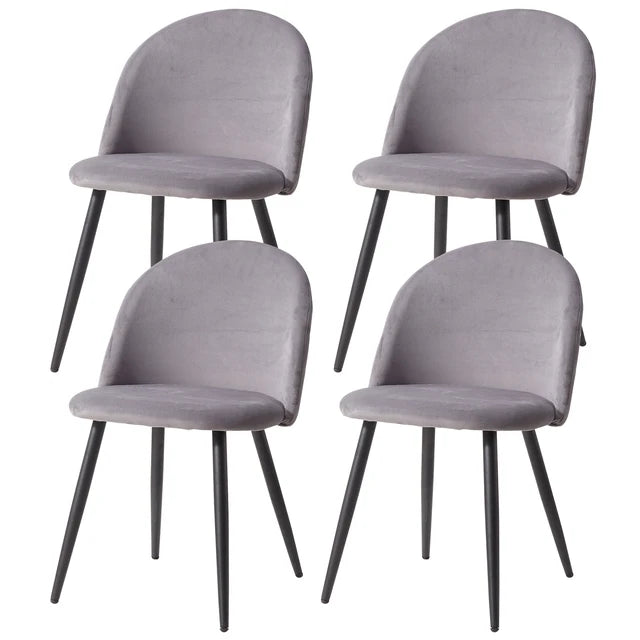 Chaise scandinave en velours gris assise large et pieds fins