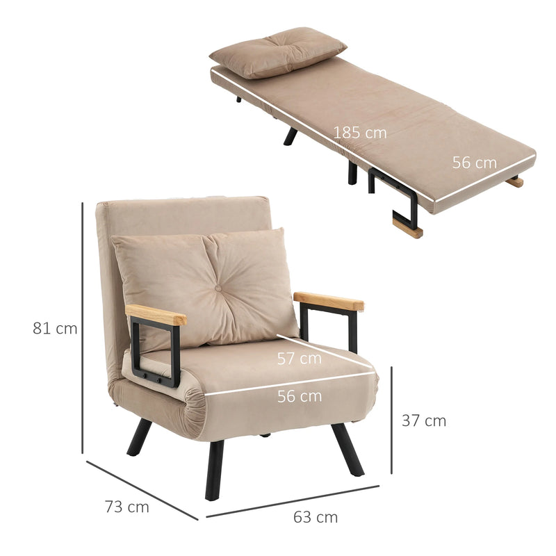 Fauteuil convertible 1 place beige scandinave