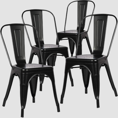 lot de 4 chaises industrielles noires
