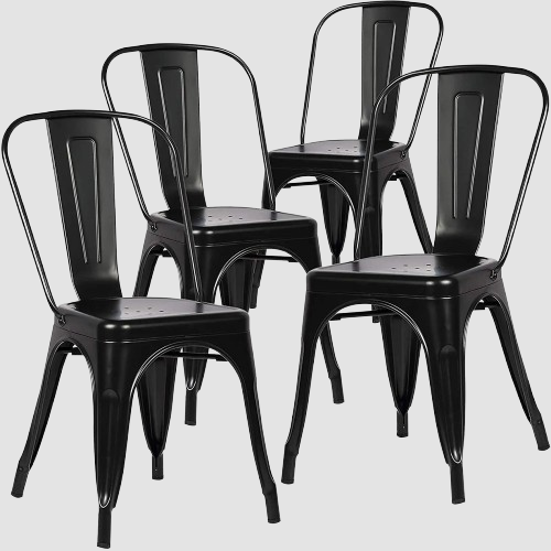 lot de 4 chaises industrielles noires