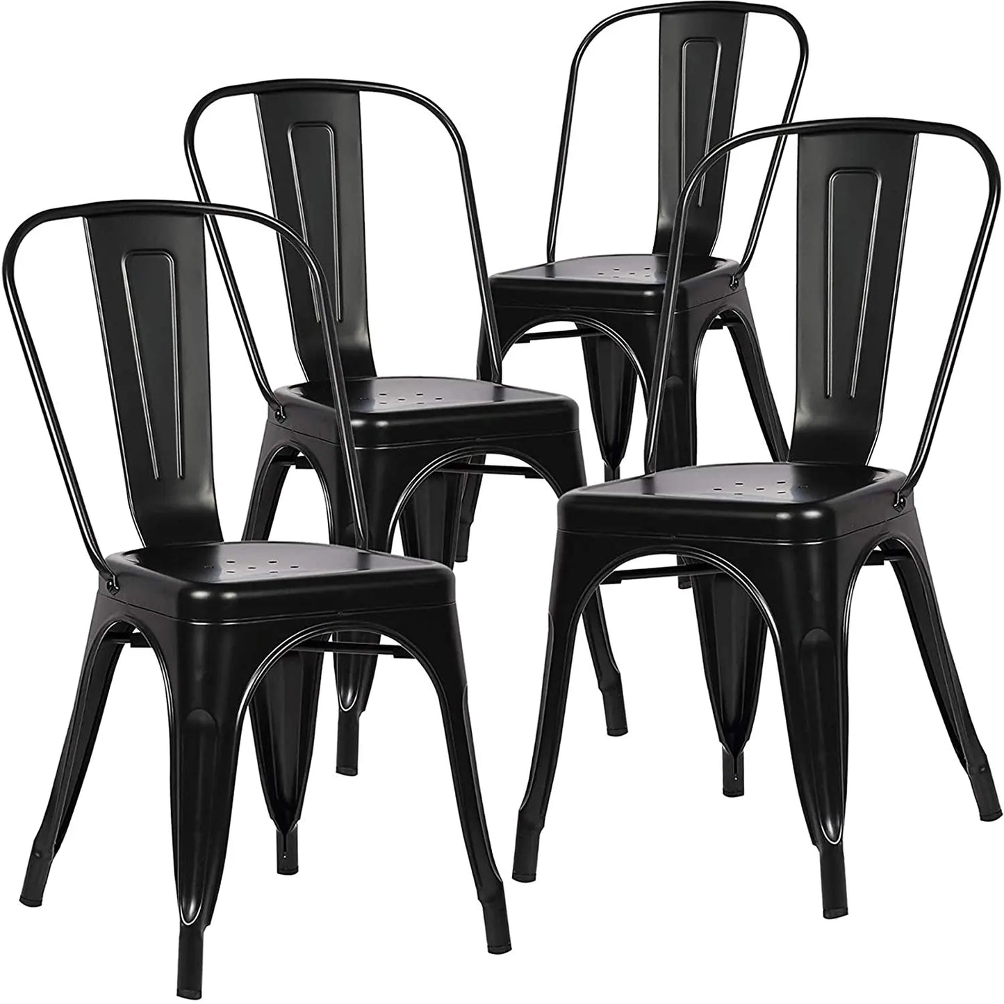 lot de 4 chaise industrielle en métal noir 