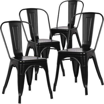 lot de 4 chaise industrielle en métal noir 