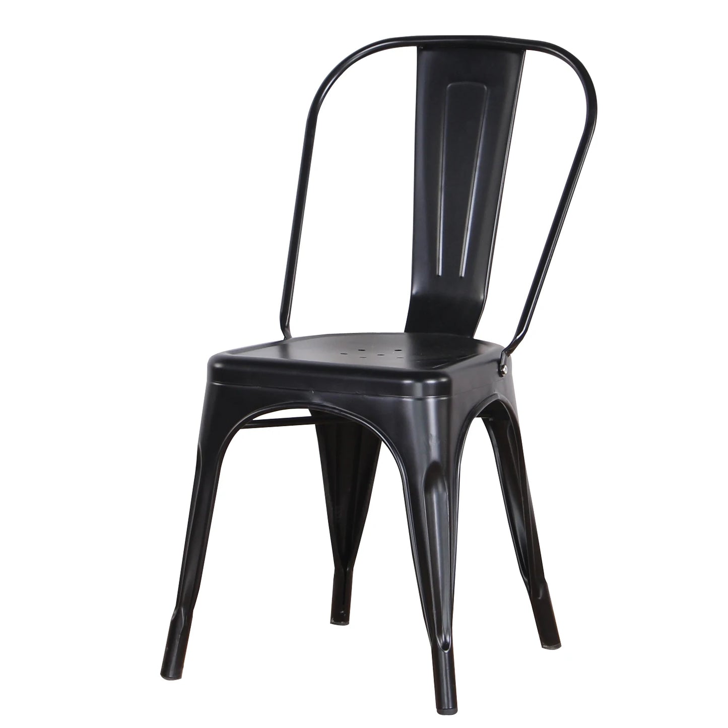 Chaise industrielle de salle à manger en métal noir empilable (par lot)