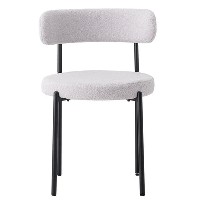 Chaise scandinave blanche salle a manger velours texturé architecture metal noir
