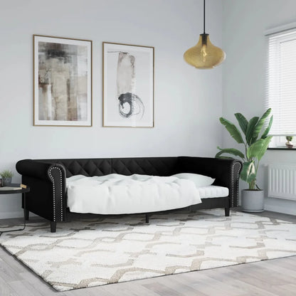 Canapé chesterfield lit de repos en similicuir avec matelas 90 x 190 cm – noir avec matelas, vue en situation