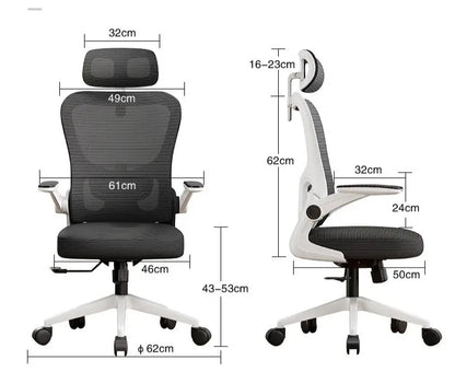 Chaise de bureau ergonomique à roulettes ajustable avec renfort lombaire et accoudoirs ajustables