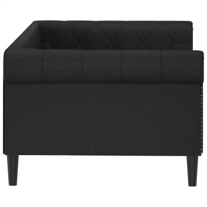 Canapé chesterfield lit de repos en similicuir avec matelas 90 x 190 cm – vue de côté, accoudoir roulé