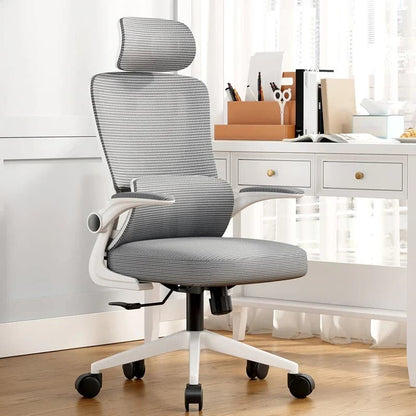 Chaise de bureau ergonomique à roulettes ajustable avec renfort lombaire et accoudoirs ajustables