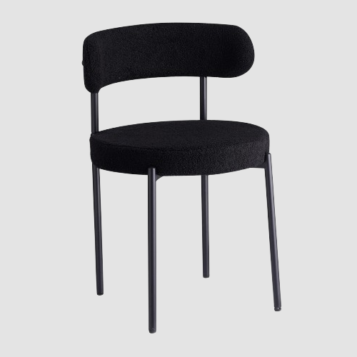 Chaise scandinave noire salle a manger velours texturé architecture metal noir
