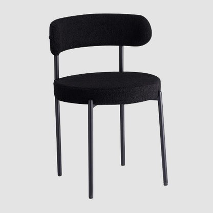 Chaise scandinave noire salle a manger velours texturé architecture metal noir