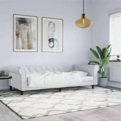 Canapé chesterfield lit de repos en similicuir avec matelas 90 x 190 cm – blanc avec matelas