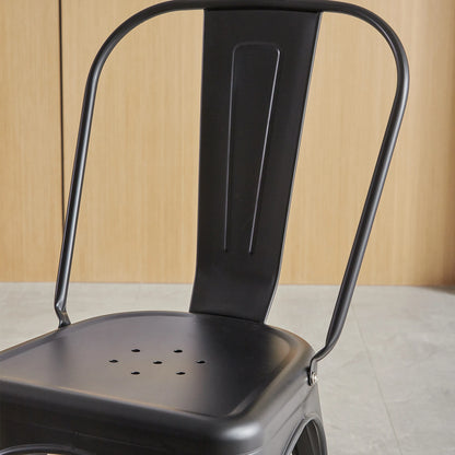 Chaise industrielle de salle à manger en métal noir empilable (par lot)