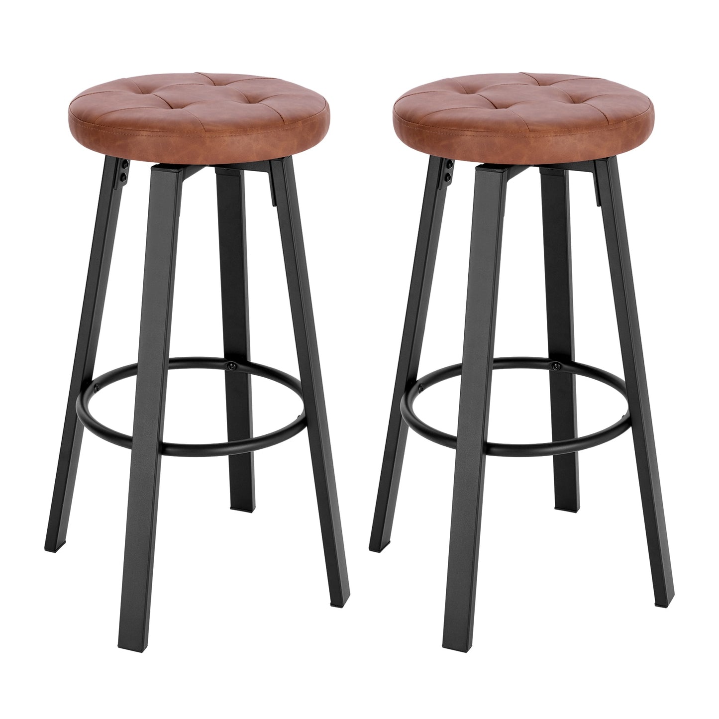 Tabouret de bar industriel métal et similicuir (lot de 2)