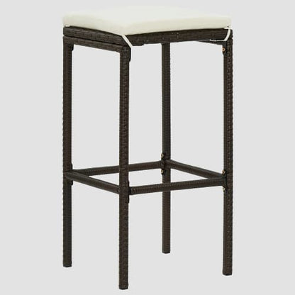 Tabourets de bar rotin noir avec repose pieds et coussin d'assise