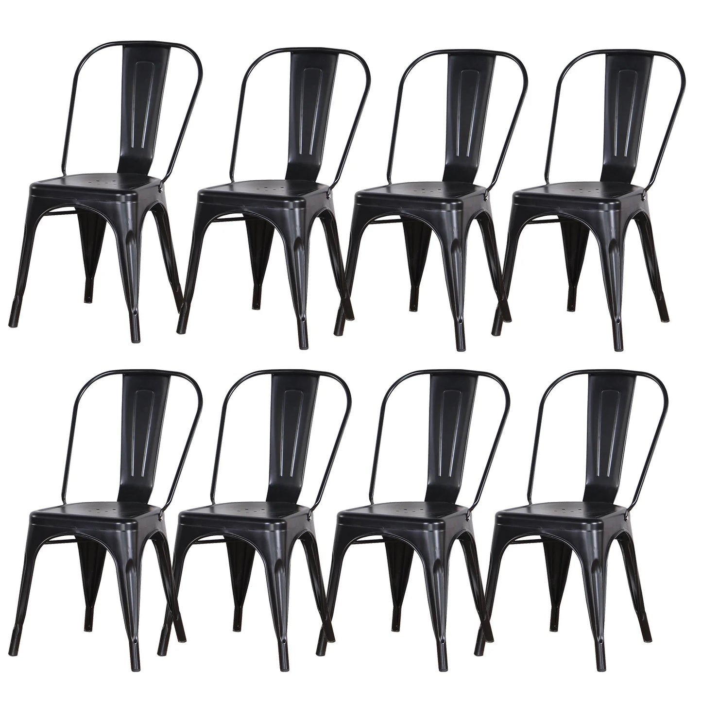 Chaise industrielle de salle à manger en métal noir empilable (par lot)