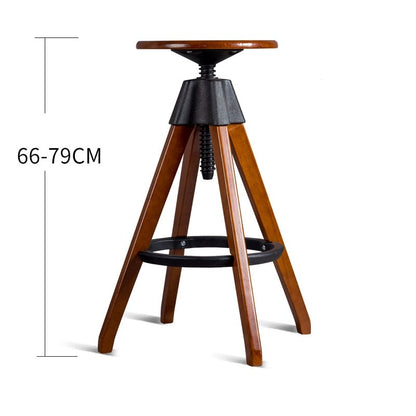 Tabouret de bar scandinave haut  pivotant en bois réglable en hauteur