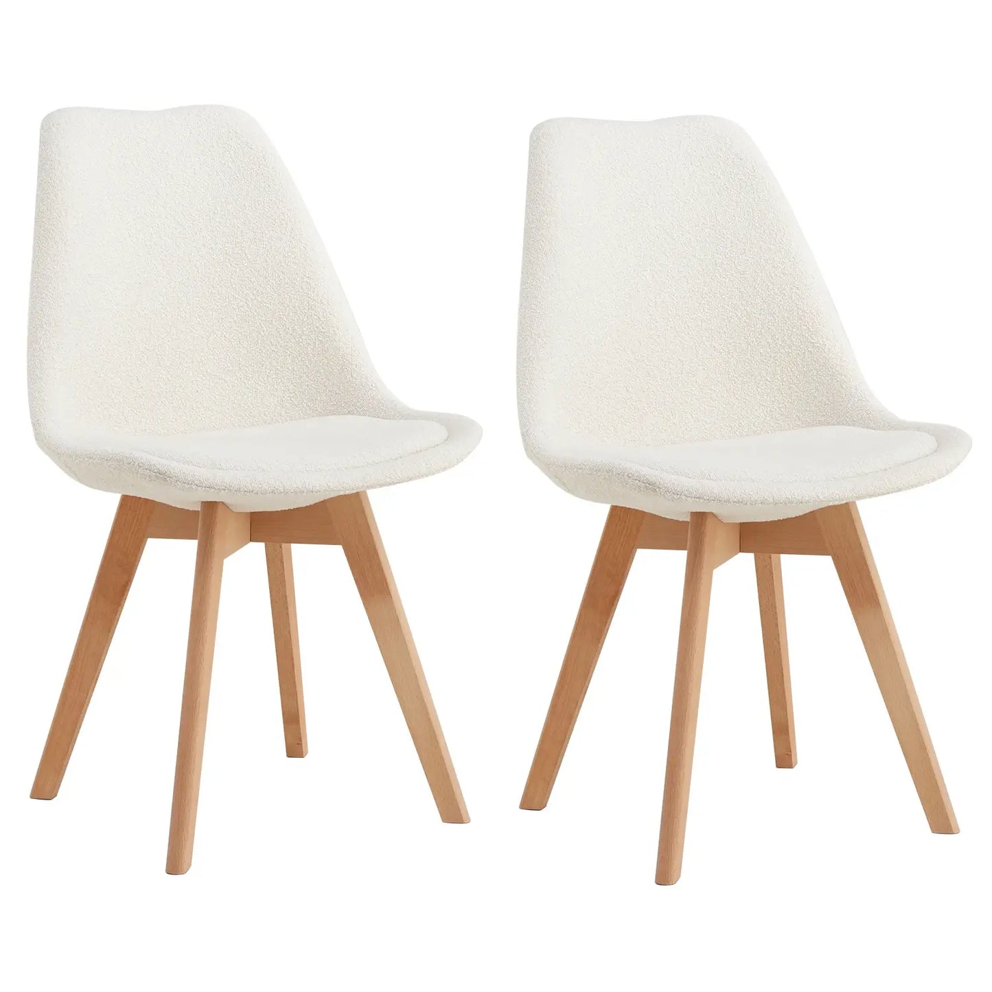 Chaise scandinave revêtement bouclette et pieds en bois (lot de 2)