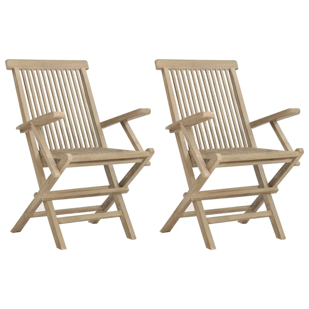 Salon de jardin - Lot de chaises pliantes en bois de teck 56x61x89 cm