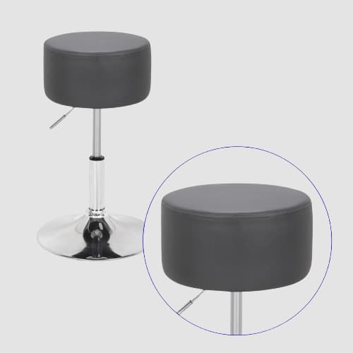 Tabouret de bar réglable métal et cuir assise épaisse
