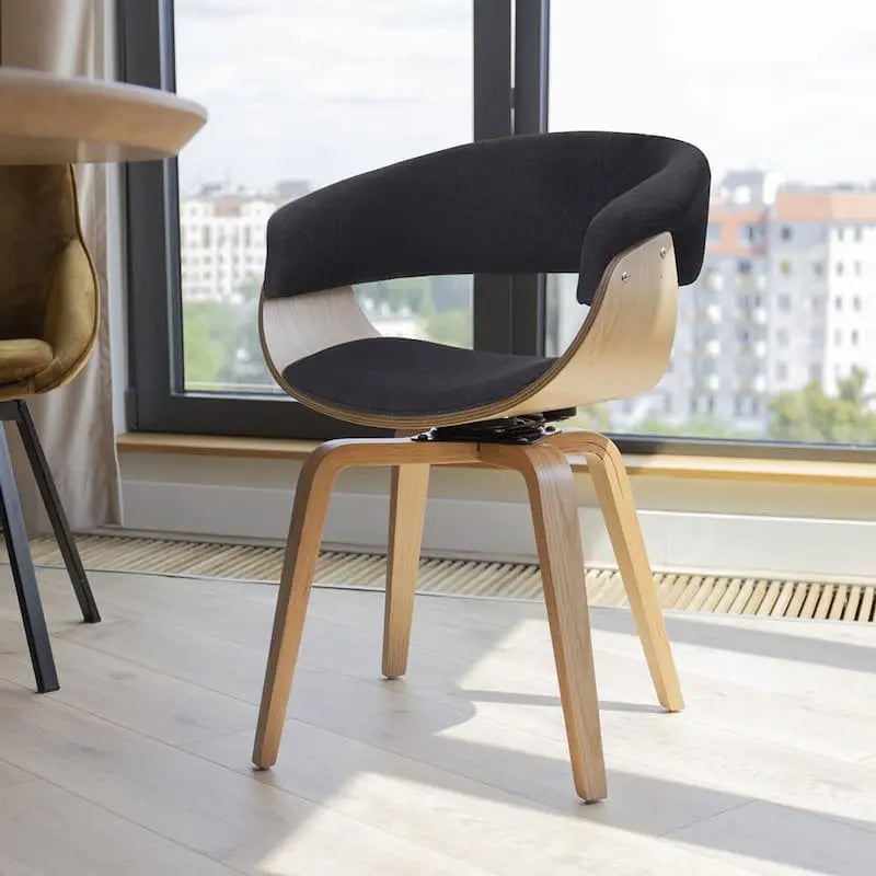 Chaise scandinave en bois rembourrée courbée