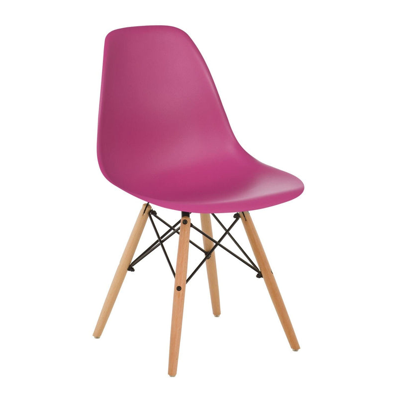 Chaise scandinave moderne en bois et plastique violet 