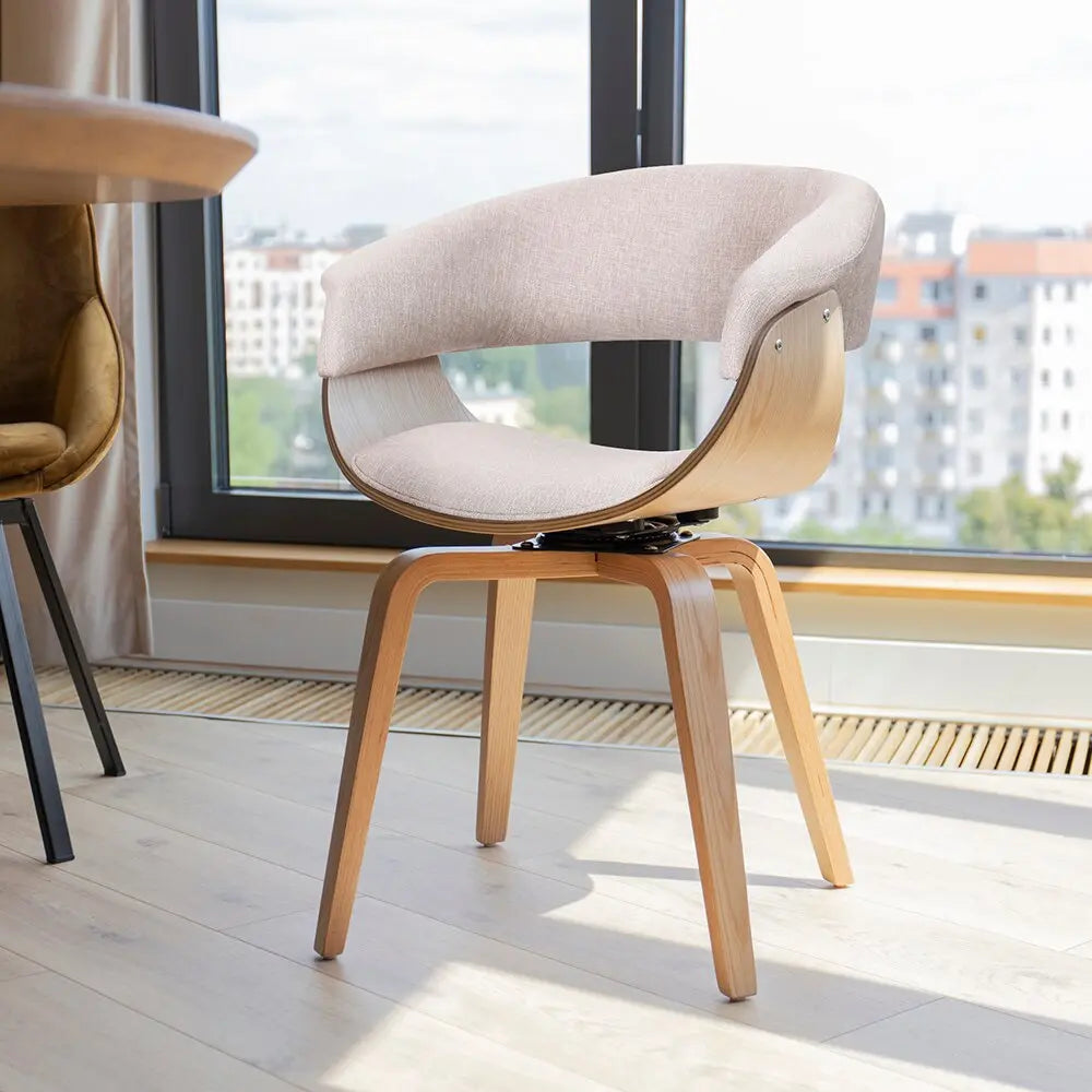 Chaise scandinave en bois rembourrée courbée