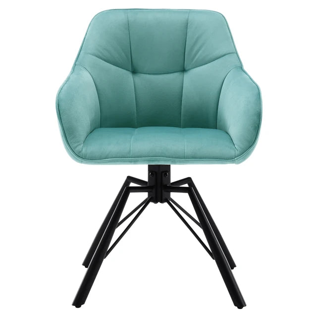 Chaise moderne rotative velours turquoise