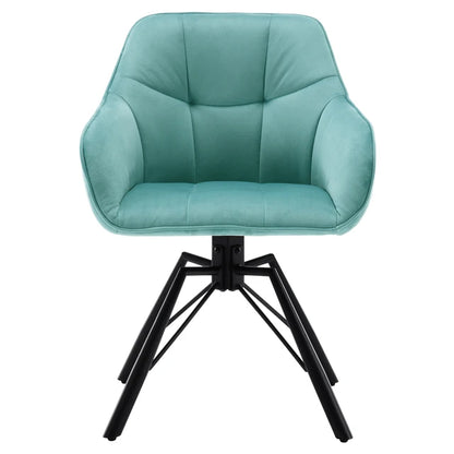 Chaise moderne rotative velours turquoise