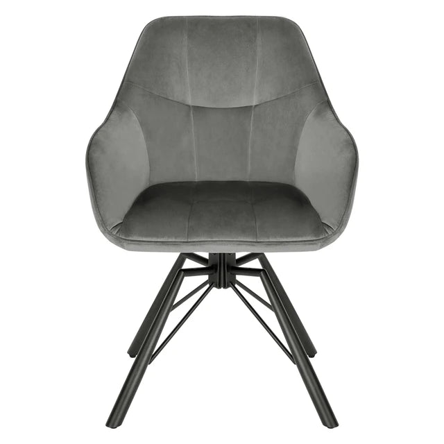 Chaise moderne rotative velours gris