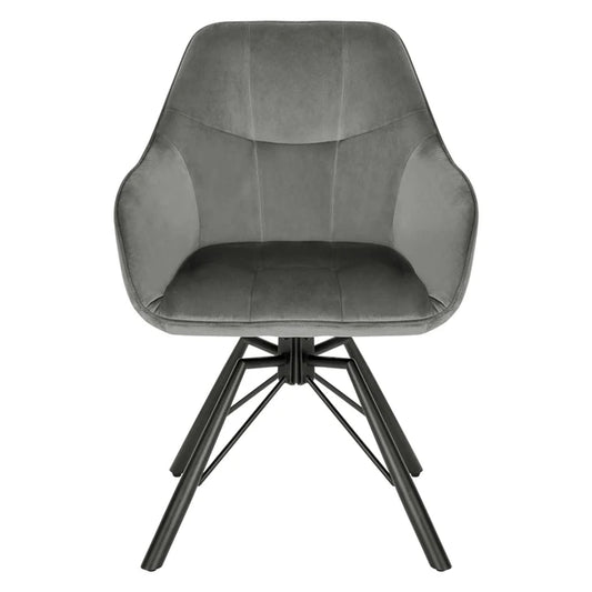 Chaise moderne rotative velours gris