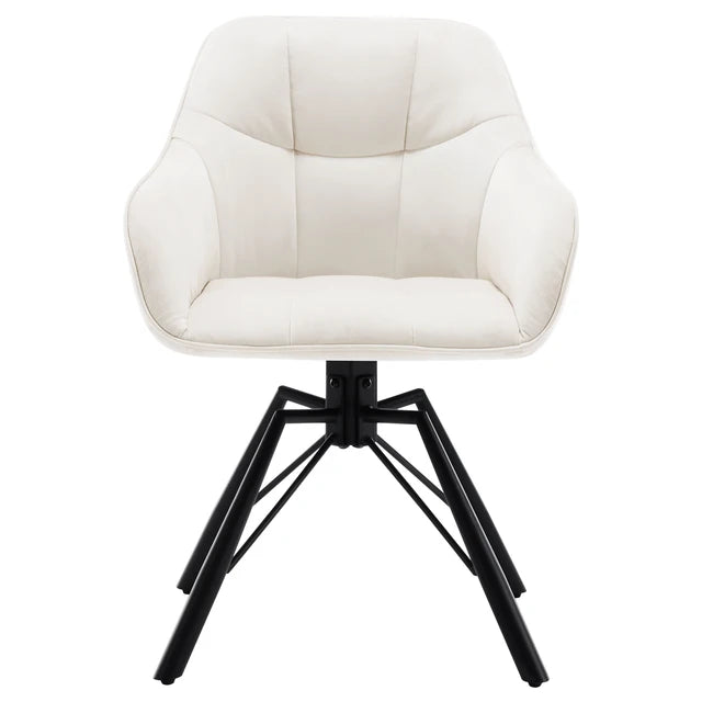 Chaise moderne rotative tissu blanc 