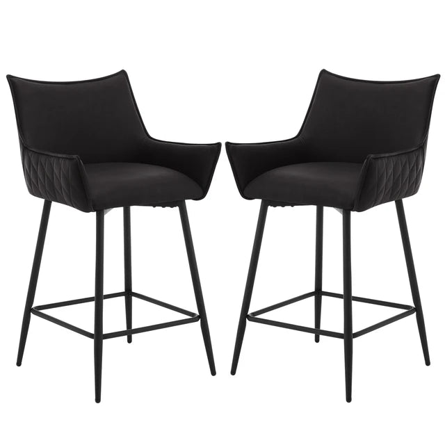 Fauteuil de bar anthracite pieds noir