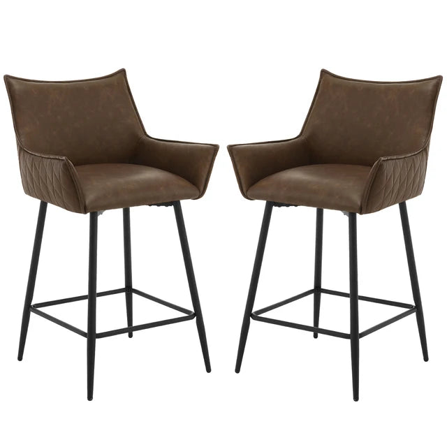 Fauteuil de bar marron pieds noir