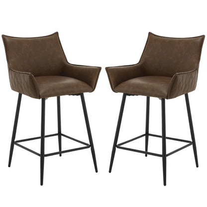 Fauteuil de bar marron pieds noir