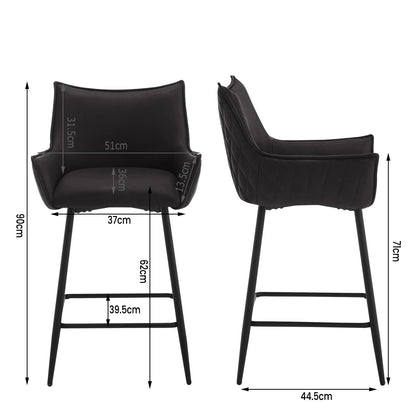 Fauteuil de bar anthracite pieds noir