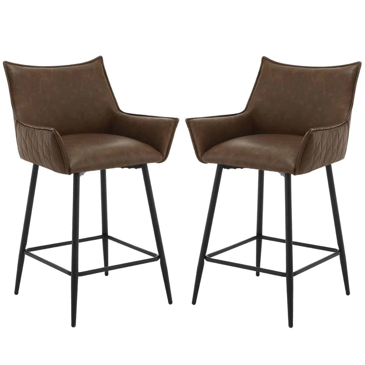 Fauteuil de bar marron pieds noir