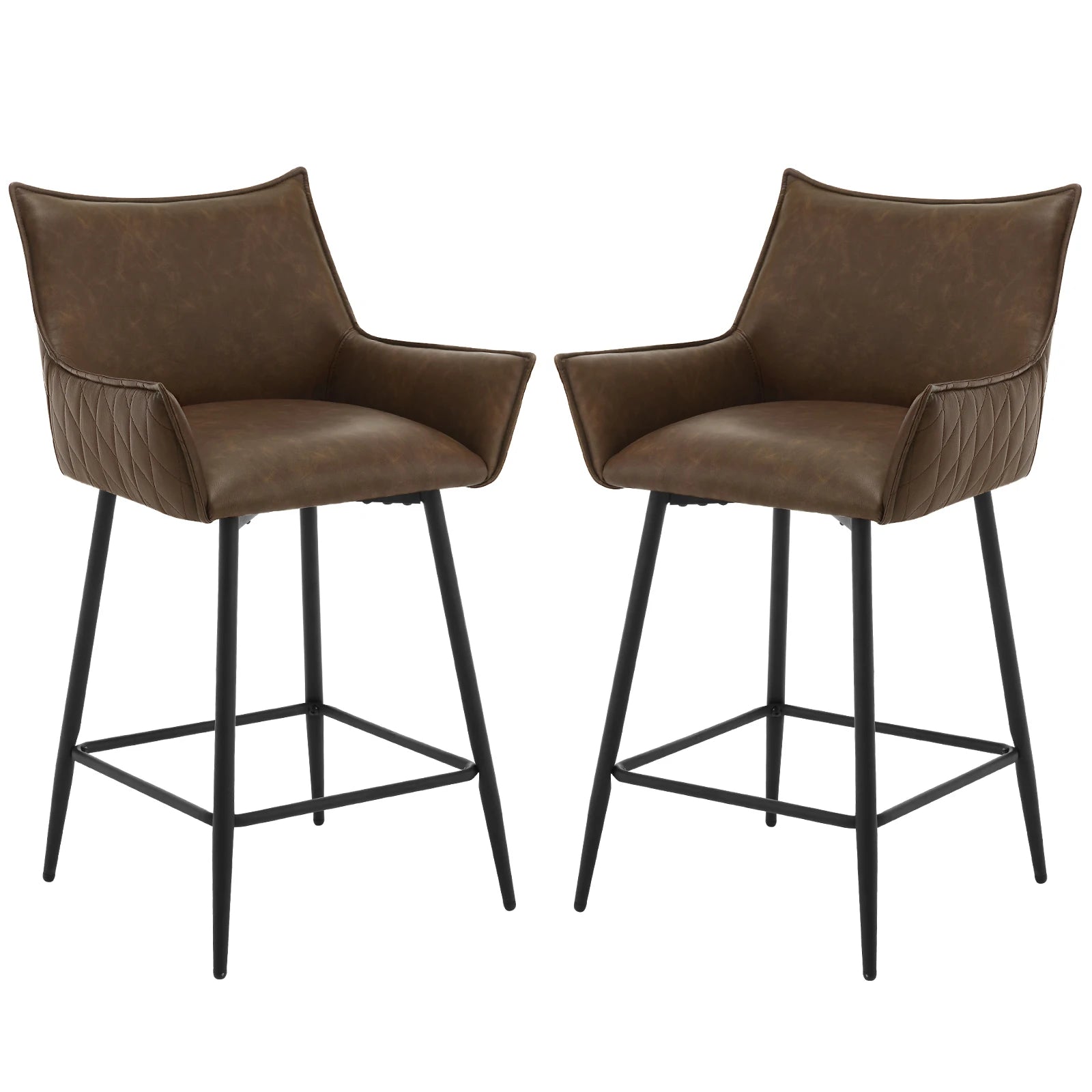 Fauteuil de bar marron pieds noir