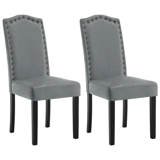 chaises salle à manger vintage avec capitons métalliques – Gris