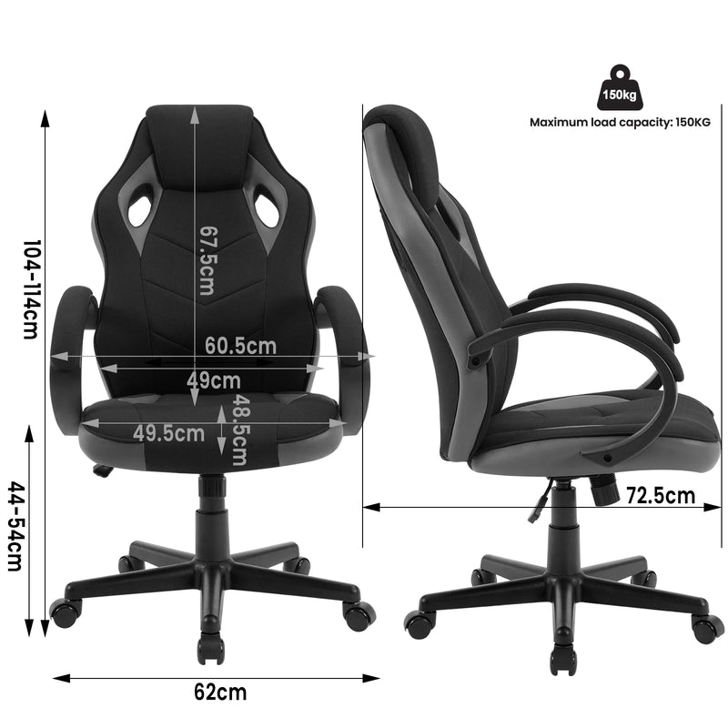 Fauteuil gamer réglable pivotant sur roulettes