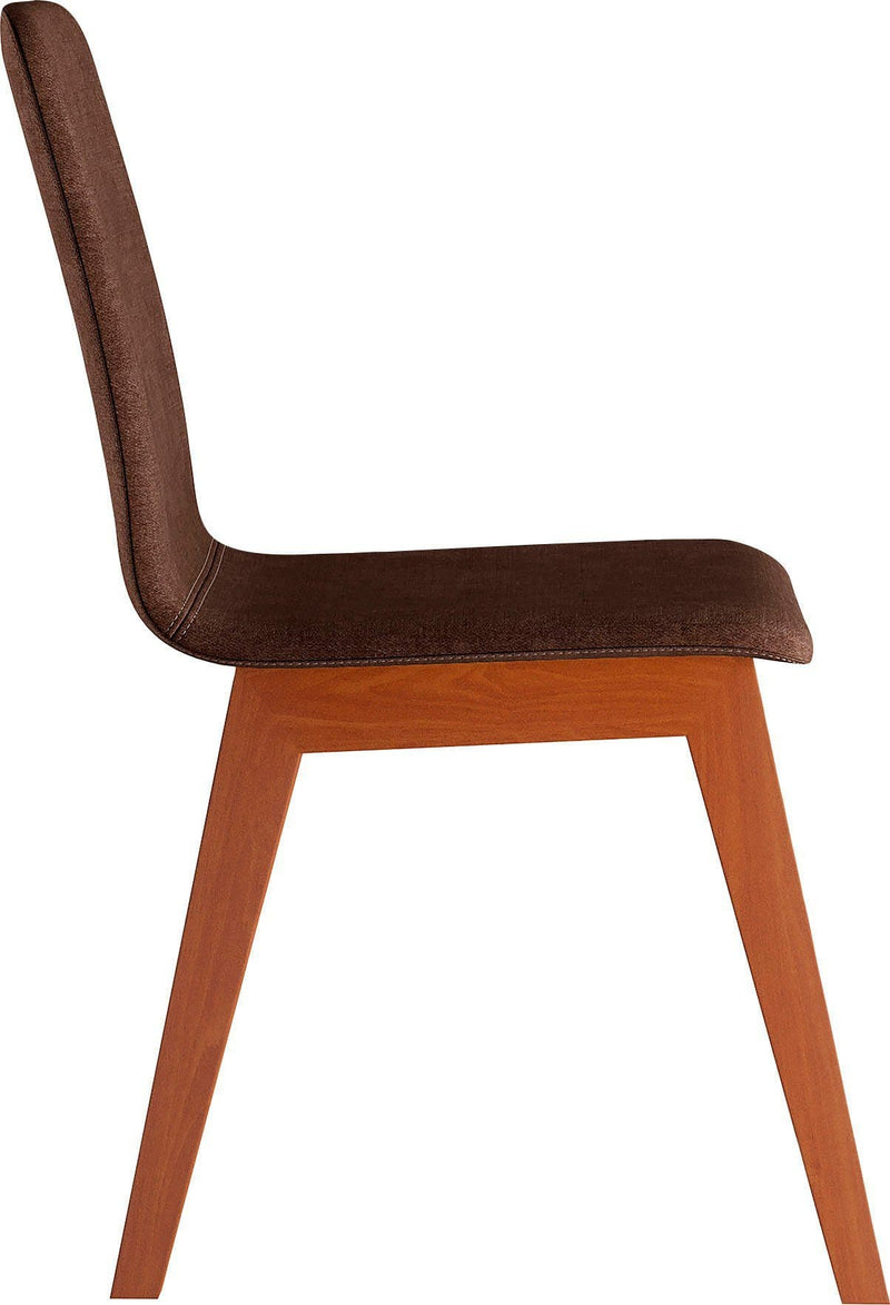 chaise salle a manger bois et tissu marron sans accoudoirs