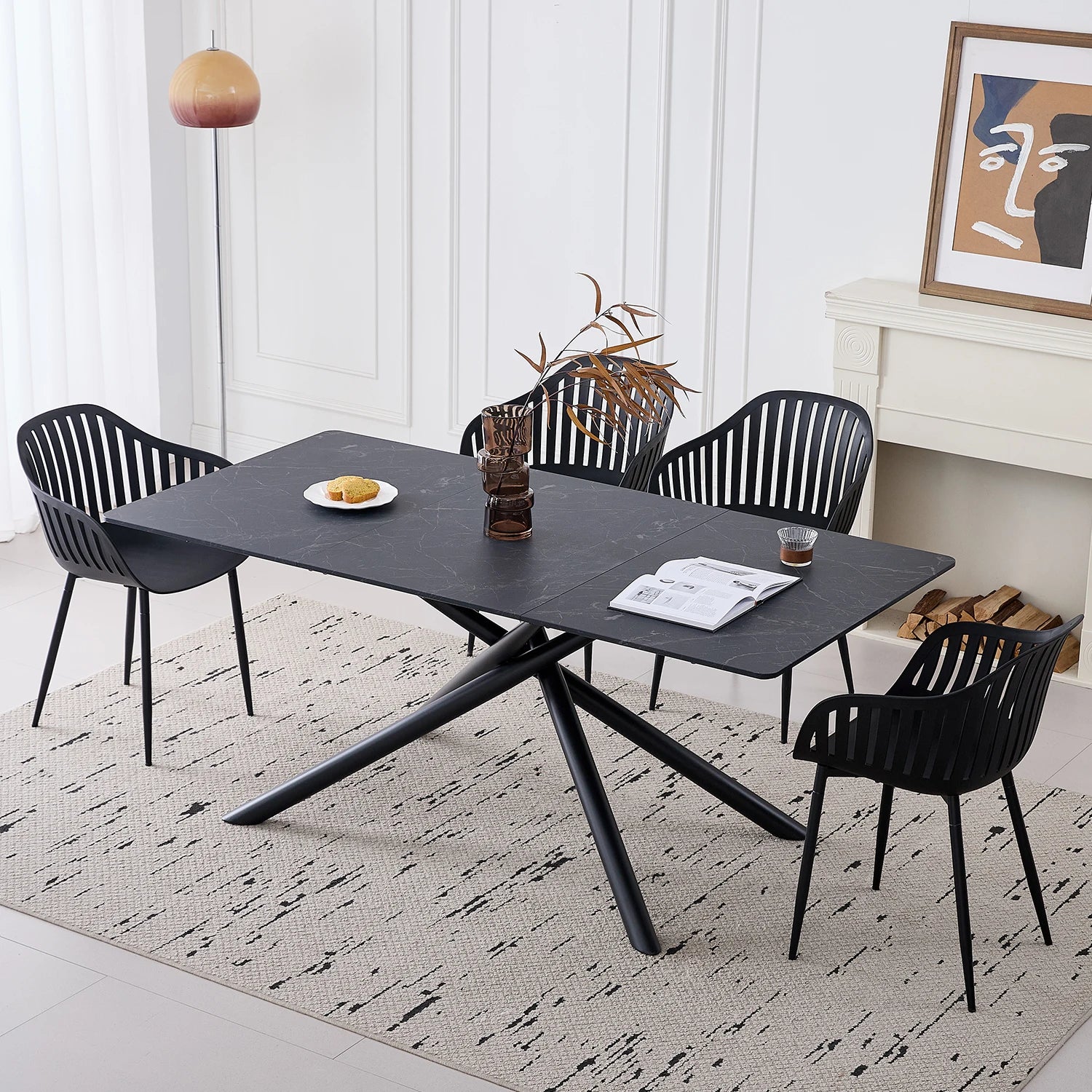 chaise salle a manger noire dossier ajouré