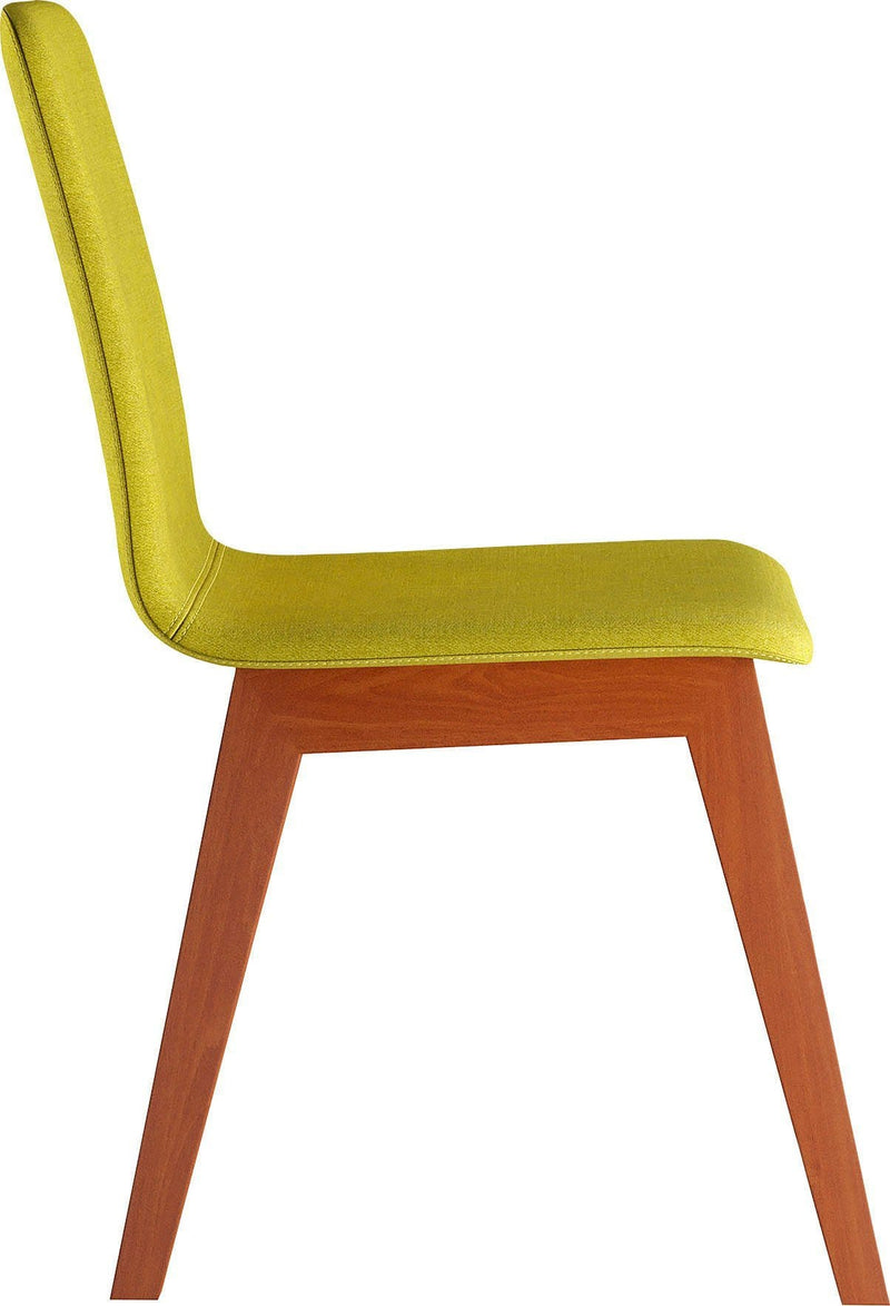chaise salle à manger a glisser etroite bois et tissu jaune 