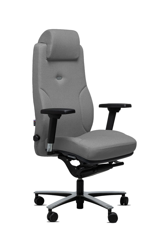 Chaise de bureau ergonomique design revêtement tissu cura LEAD ERNEST – Gris