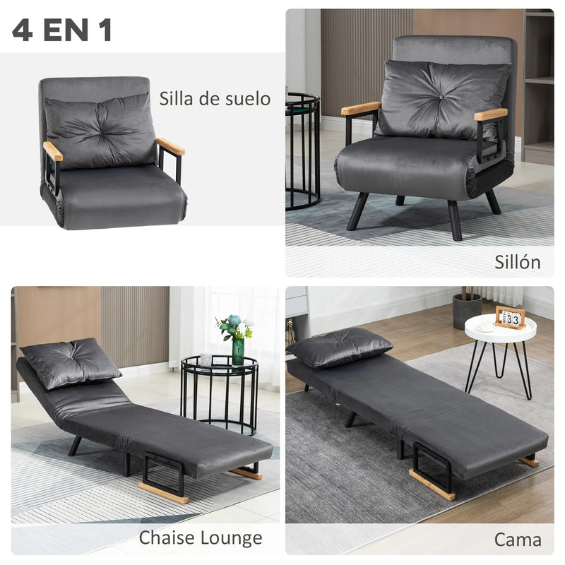 fauteuil convertible gris 4 positions