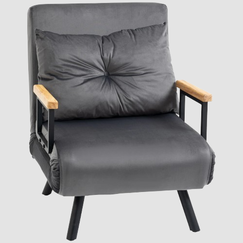 fauteuil scandinave gris convertible accoudoirs bois clair