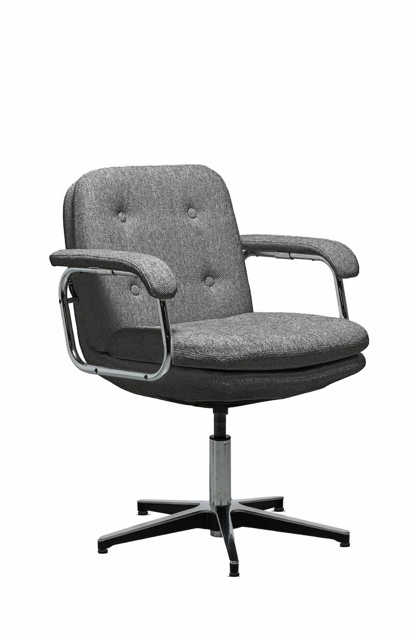 chaise de bureau sans roulettes avec accoudoirs en tissu gris