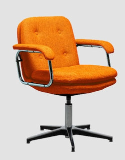Chaise de bureau ergonomique vintage en tissu sans roulettes avec accoudoirs et dossier bas HERITAGE 80 DIRECTION PETIT DOSSIER