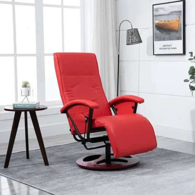 Fauteuil relax ajustable anti-stress simili cuir rouge